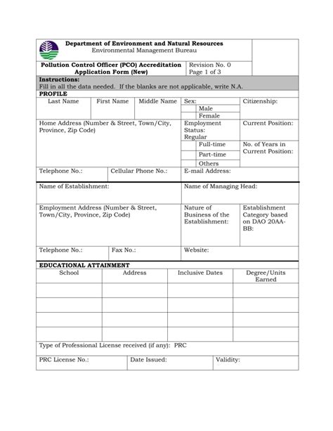 pco accreditation application form